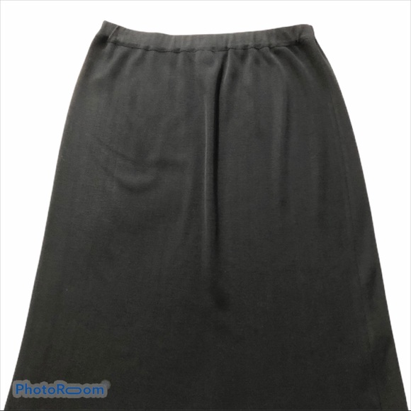 Ming Wang Black Ribbed Knit Stretch A Line Skirt - Picture 6 of 8